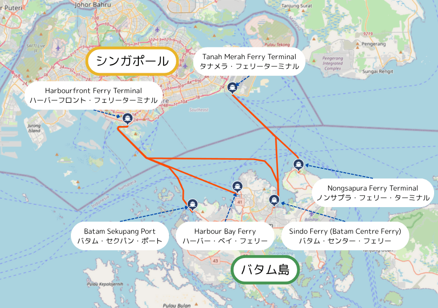 シンガポール-バタム-フェリールート-マップ-地図